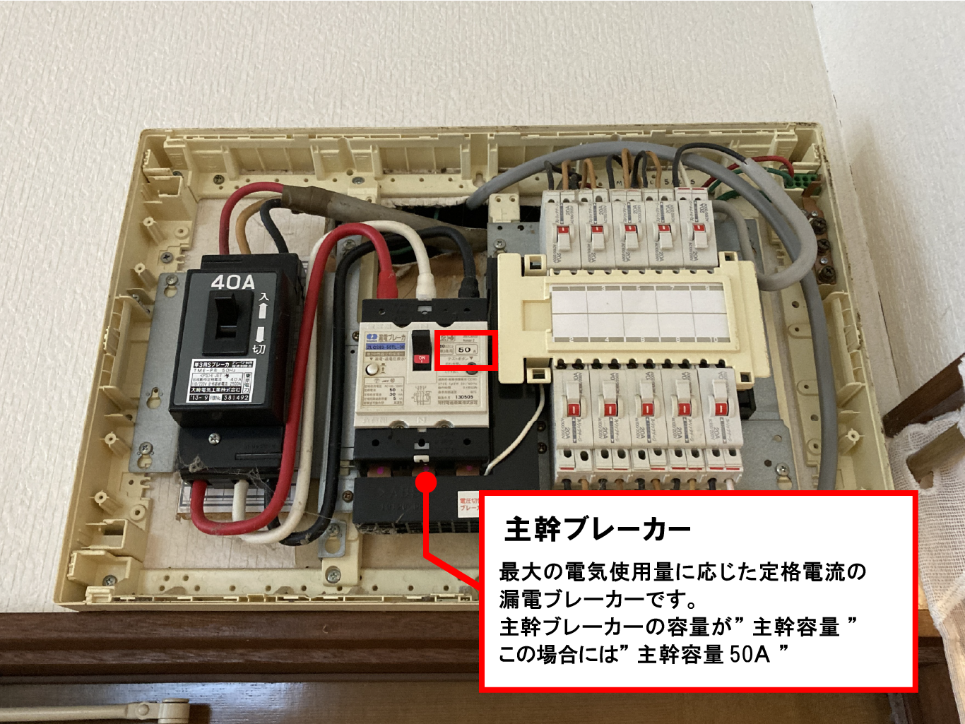 分電盤の主幹容量_参考画像